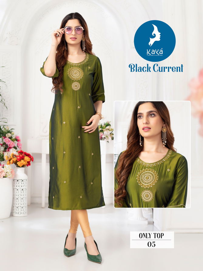 Black Current By Kaya Viscose Silk Kurti Wholesale Shop In Surat